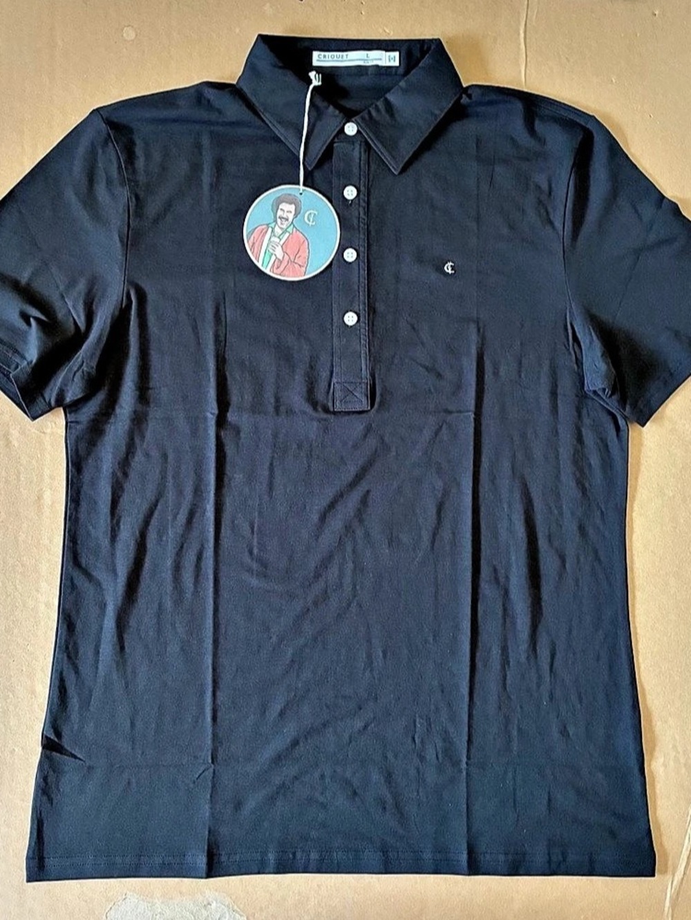 Criquet Slim Fit Top Shelf Range Polo Men’s Large Black Pima Cotton Short Sleeve